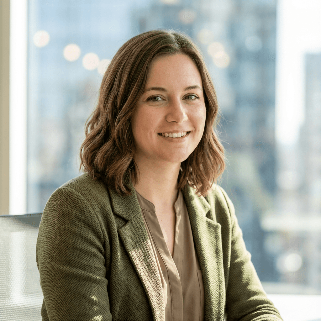 Alison W. working at a desk in a bright office